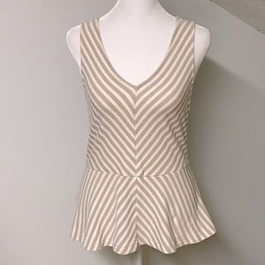 BANANA REPUBLIC Cream Striped Tank Top